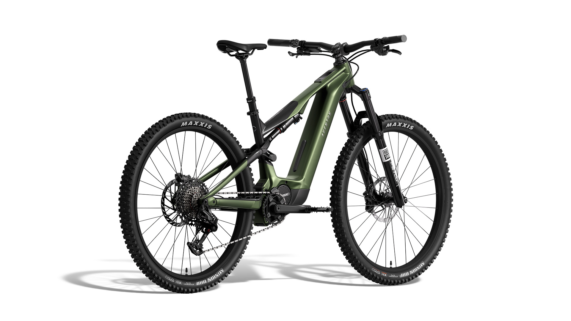 Aventon Current ADV Camouflage en vista tres cuartos trasera