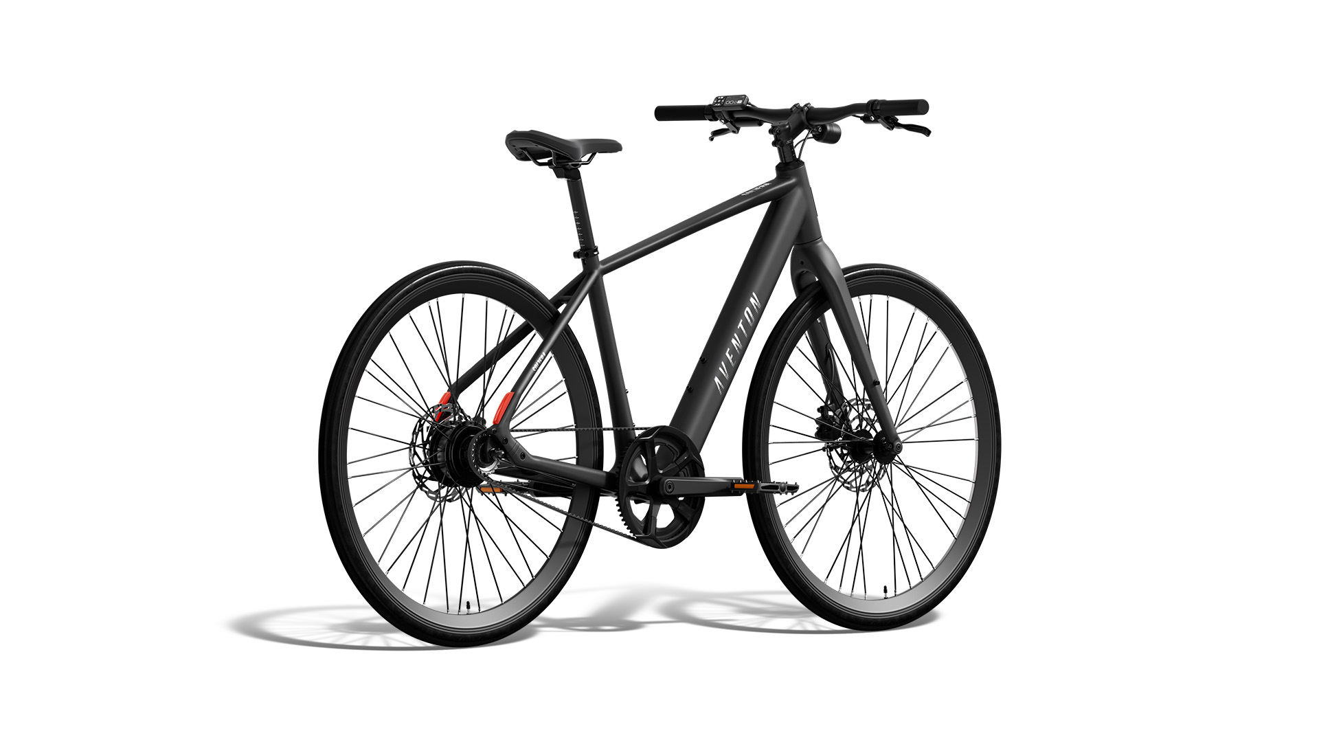 Aventon Soltera 3 ADV Matte Black en vista tres cuartos trasera