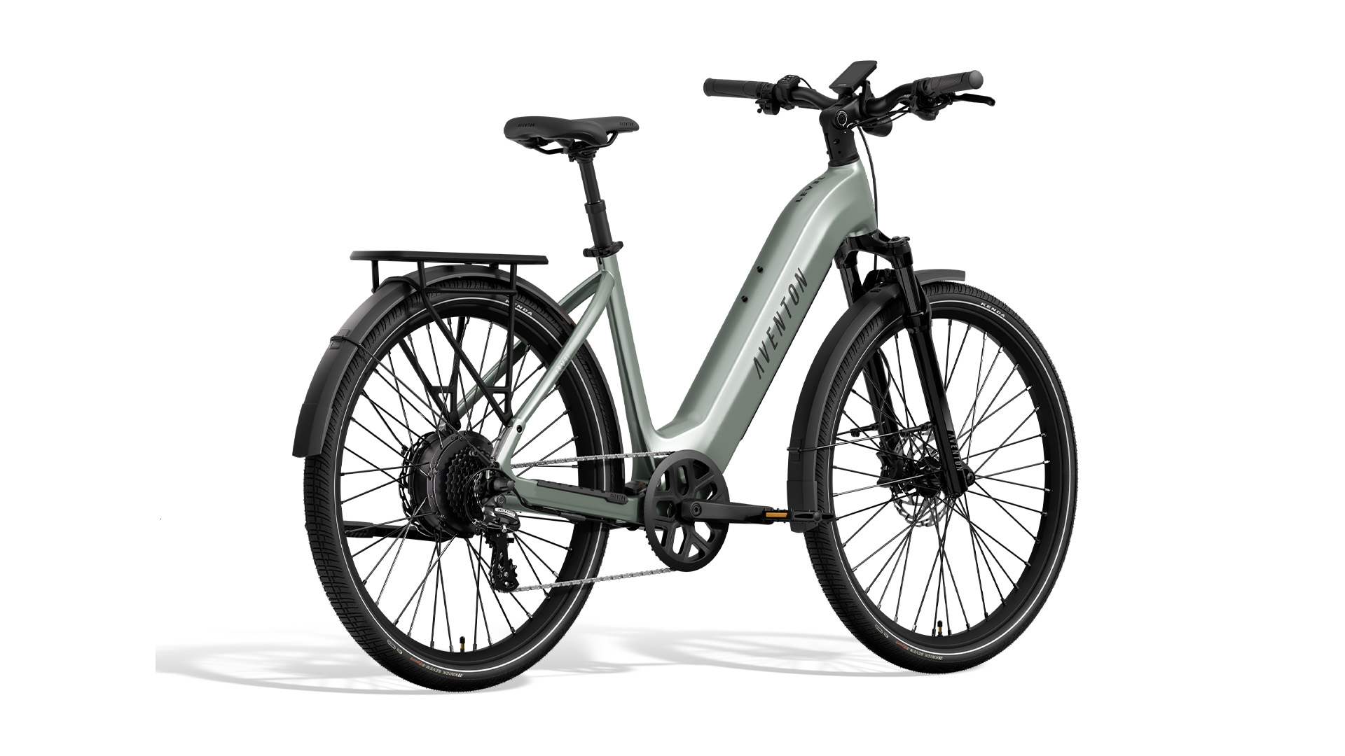 Aventon Level 4 REC Glacier Mint en vista tres cuartos trasera